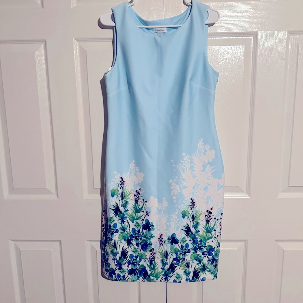 Calvin Klein Light Blue Floral Midi Dress